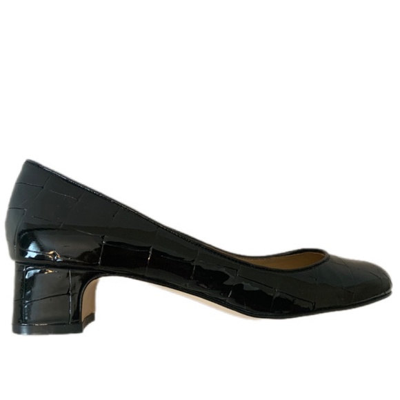 Talbots Black Crocodile Patent Leather Pump Block heel Women’s Dress Shoes 8 - Picture 3 of 12
